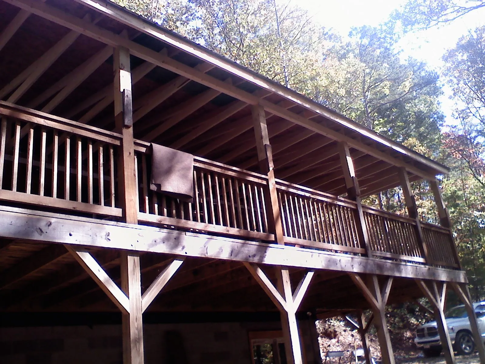 Timber framing under a new elevated porch and deck — Roof Leak Repair in Parkesburg by Roofing Brothers